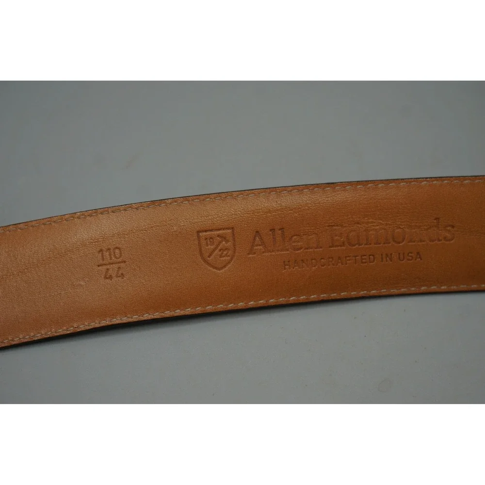 Allen Edmonds Mens Brown Leather Brogue Perforated Belt 44 Handcrafted USA 74090
